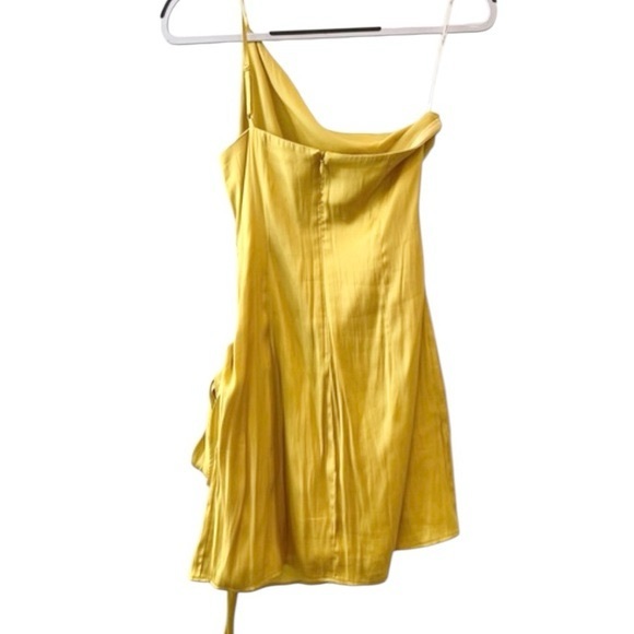LOVERS + FRIENDS Karen Faux Wrap Skinny Strap One Shoulder,Chartreuse Mini, Sz S - Picture 5 of 12